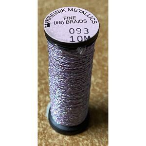 Kreinik #8 Fine Braid Metallic Thread - 10m - 093 Star Pink